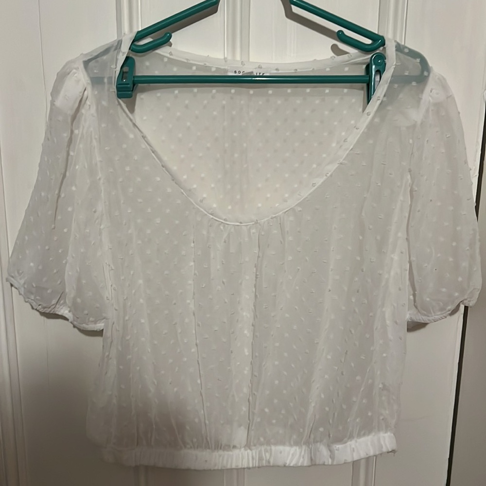 Socialite white crop top short sleeve XL